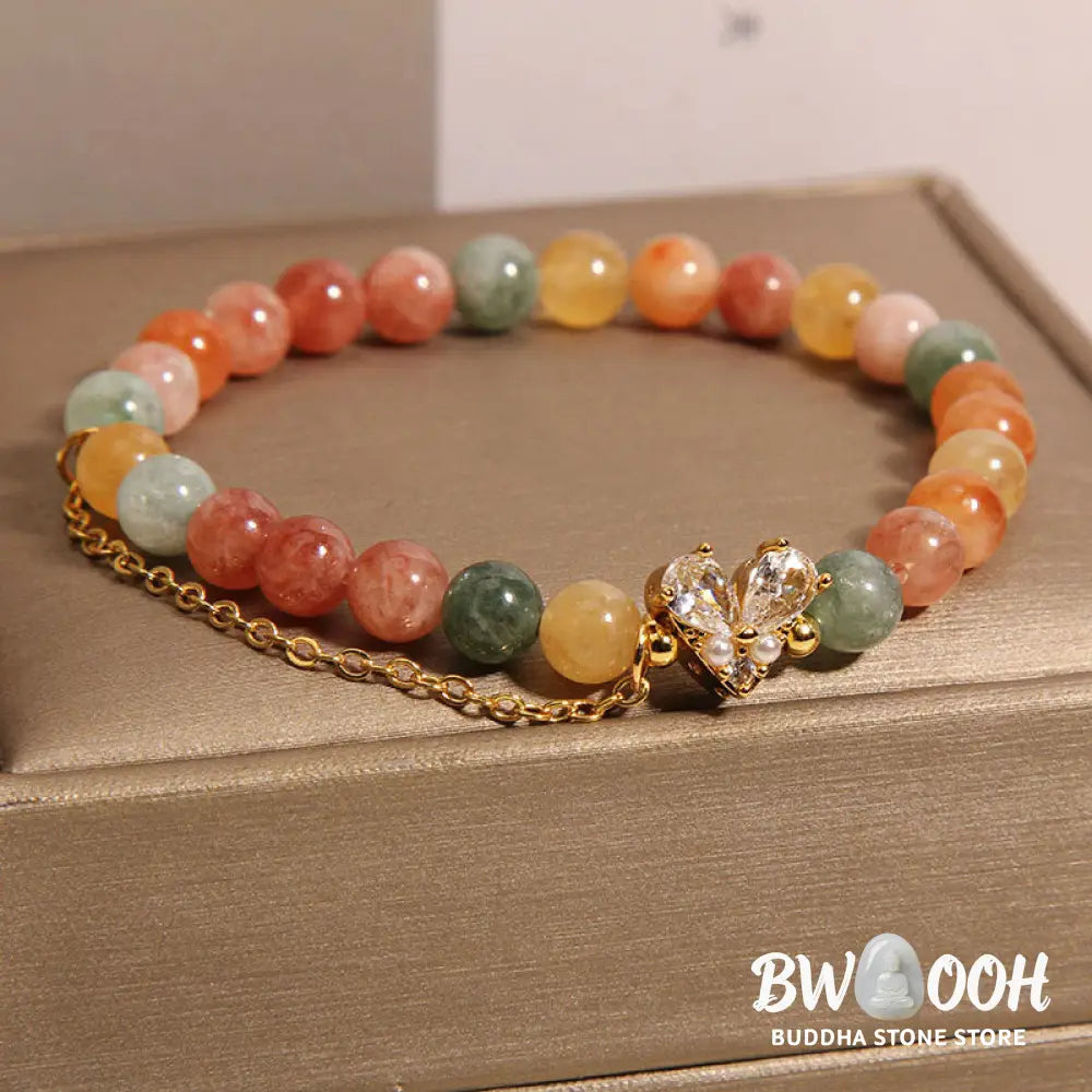 Buddha Stones Citrine Green Crystal Prosperity Bracelet - BWOOOH - Various Crystal(Wrist Circumference: 14-16cm)
