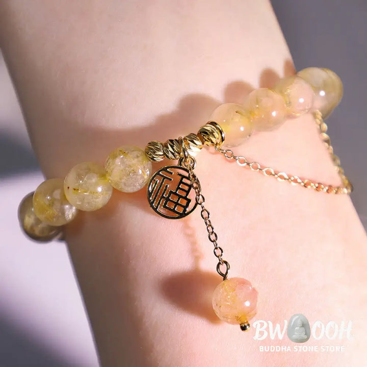 BWOOOH Citrine Lucky Fu Character Happiness Bracelet - Citrine(Happiness♥Prosperity)(Wrist Circumference