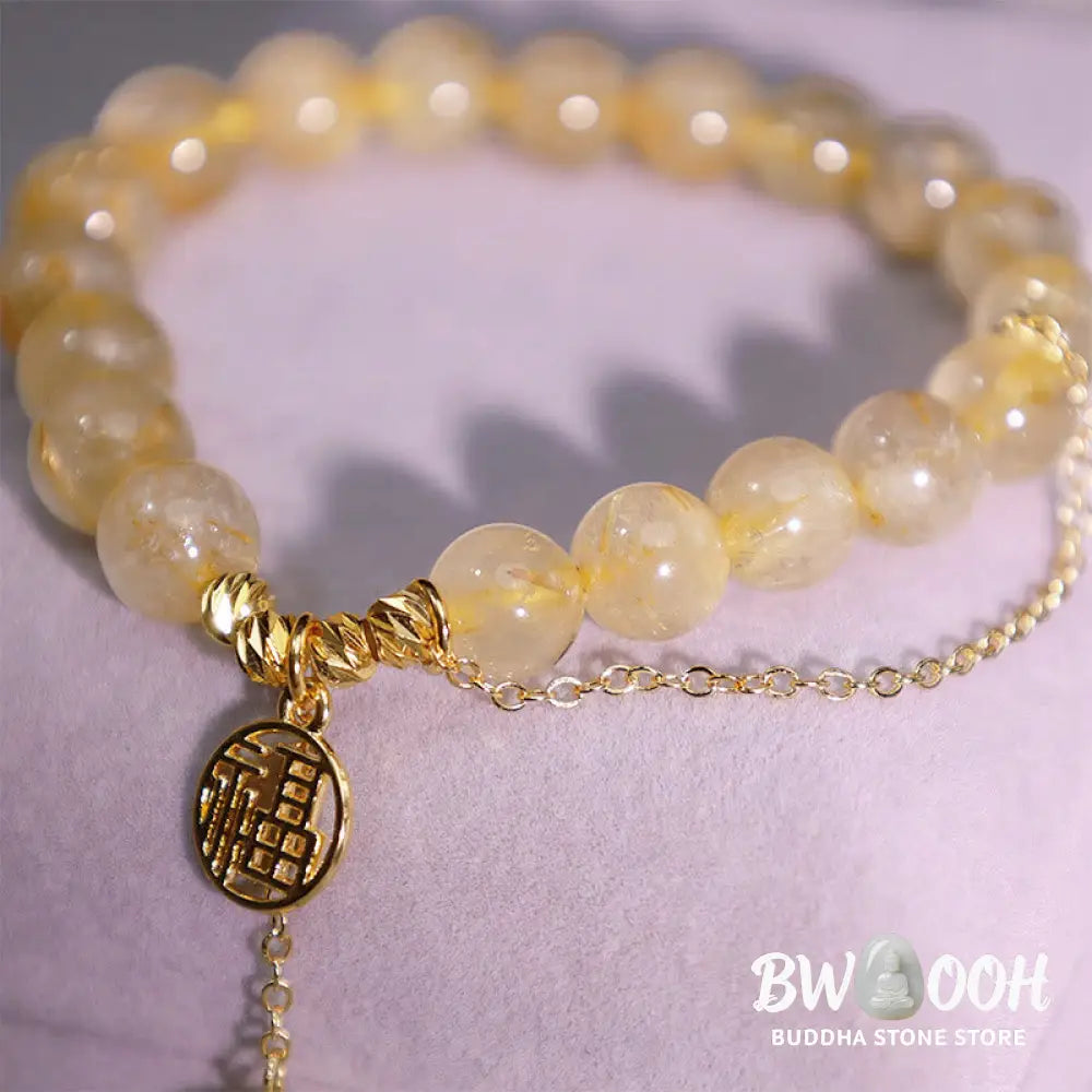 BWOOOH Citrine Lucky Fu Character Happiness Bracelet - Citrine(Happiness♥Prosperity)(Wrist Circumference