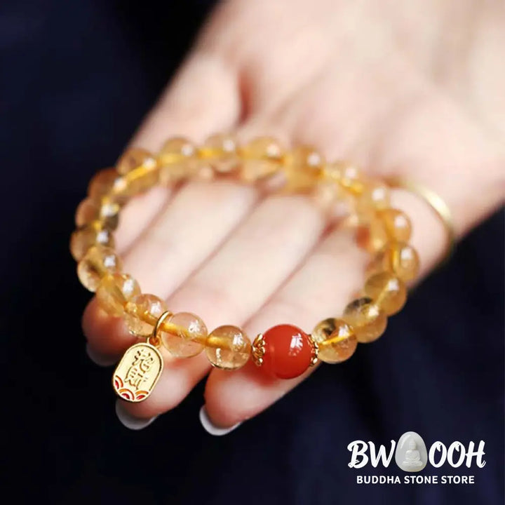 BWOOOH Citrine Red Agate Fortune Charm Bracelet - Citrine - Bracelet