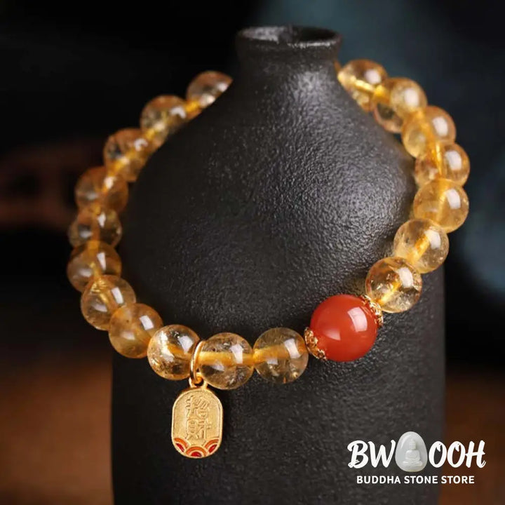BWOOOH Citrine Red Agate Fortune Charm Bracelet - Citrine - Bracelet
