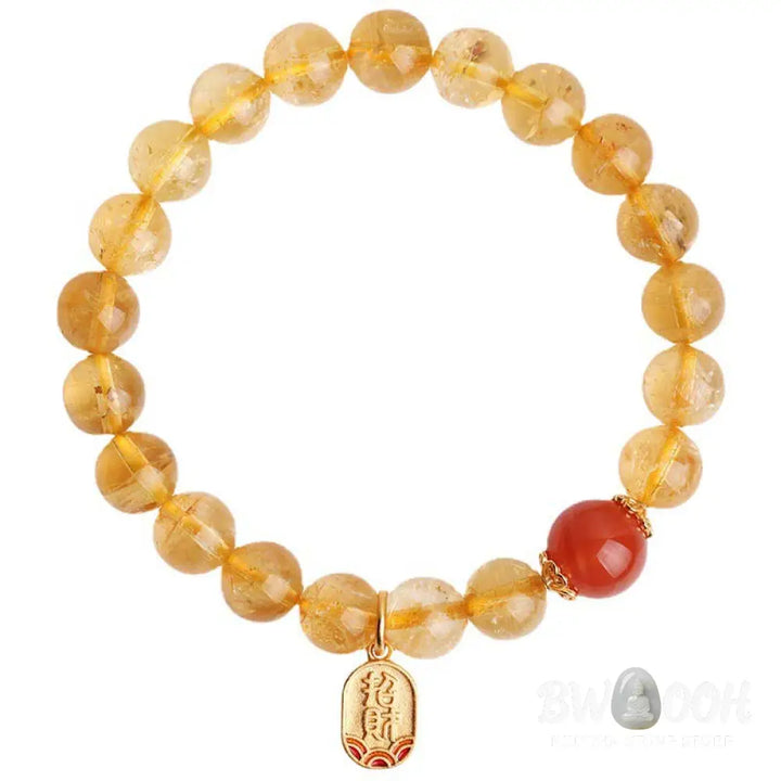 BWOOOH Citrine Red Agate Fortune Charm Bracelet - Citrine - Bracelet