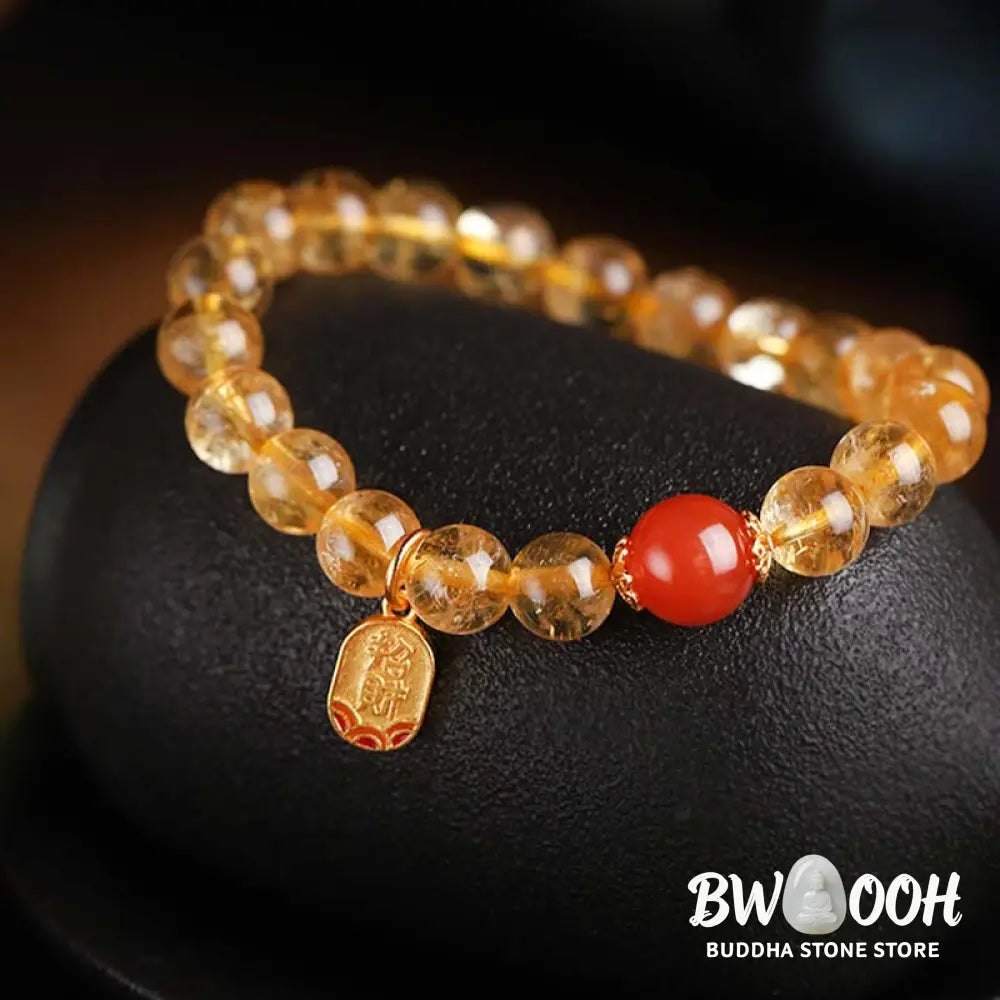 BWOOOH Citrine Red Agate Fortune Charm Bracelet - Citrine - Bracelet