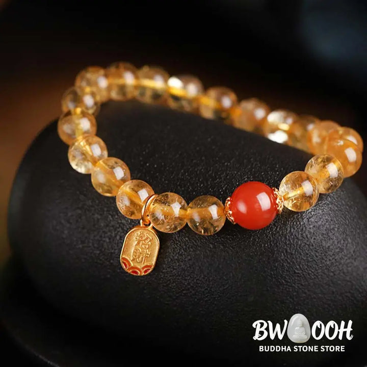 BWOOOH Citrine Red Agate Fortune Charm Bracelet - Citrine - Bracelet