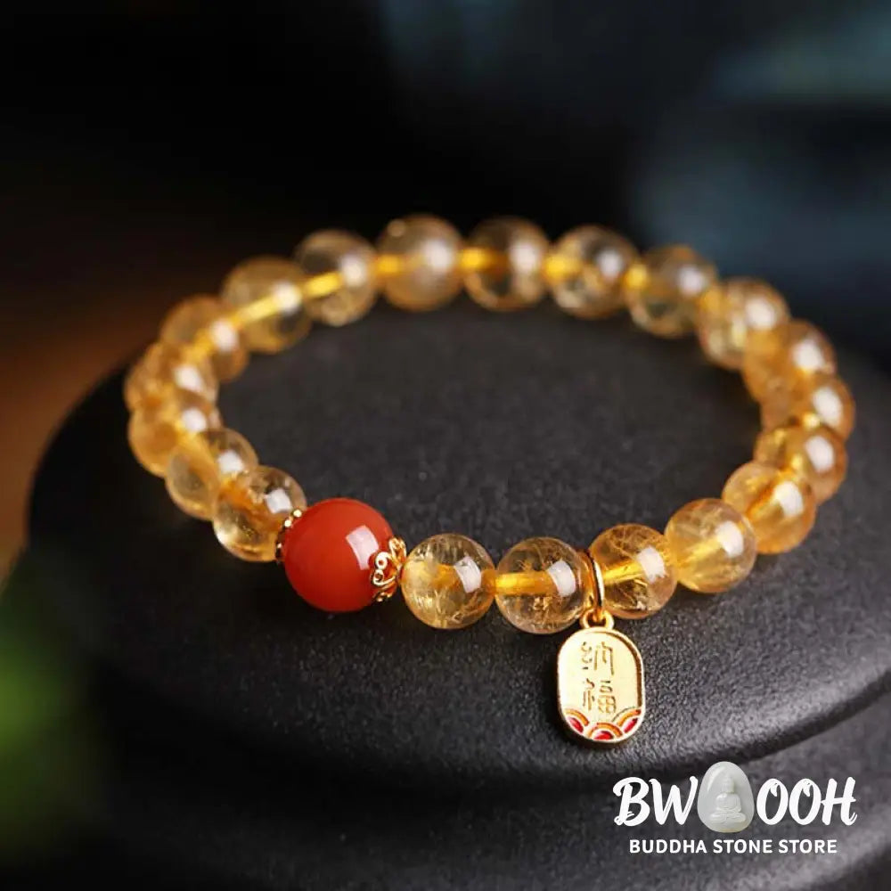 BWOOOH Citrine Red Agate Fortune Charm Bracelet - Citrine - Bracelet