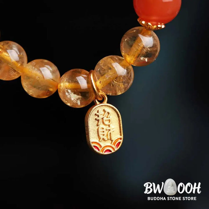 BWOOOH Citrine Red Agate Fortune Charm Bracelet - Citrine - Bracelet