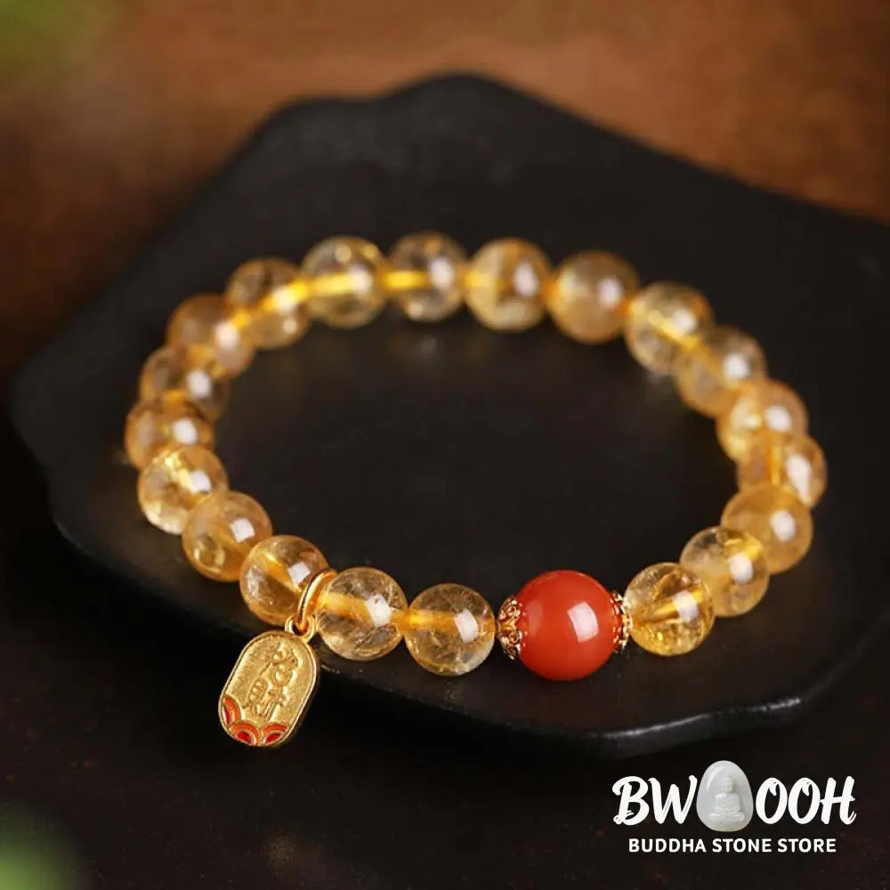 BWOOOH Citrine Red Agate Fortune Charm Bracelet - Citrine - Bracelet