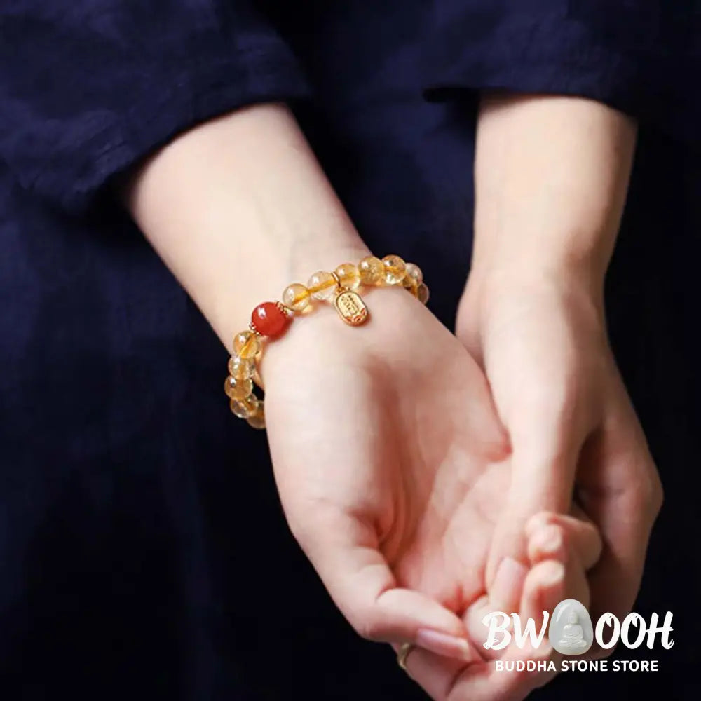 BWOOOH Citrine Red Agate Fortune Charm Bracelet - Citrine - Bracelet