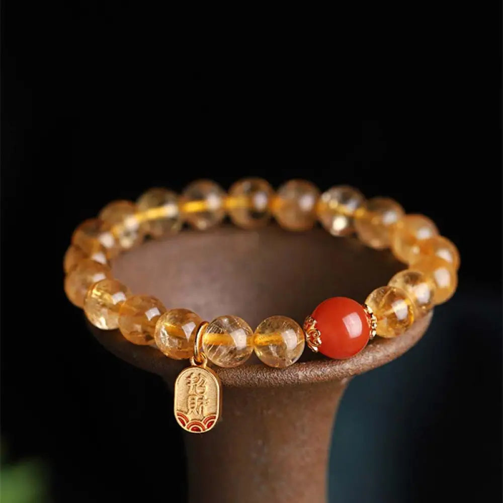 BWOOOH Citrine Red Agate Fortune Charm Bracelet - Citrine - Bracelet