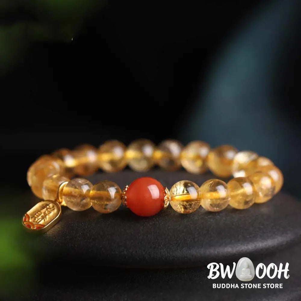 BWOOOH Citrine Red Agate Fortune Charm Bracelet - Citrine - Bracelet