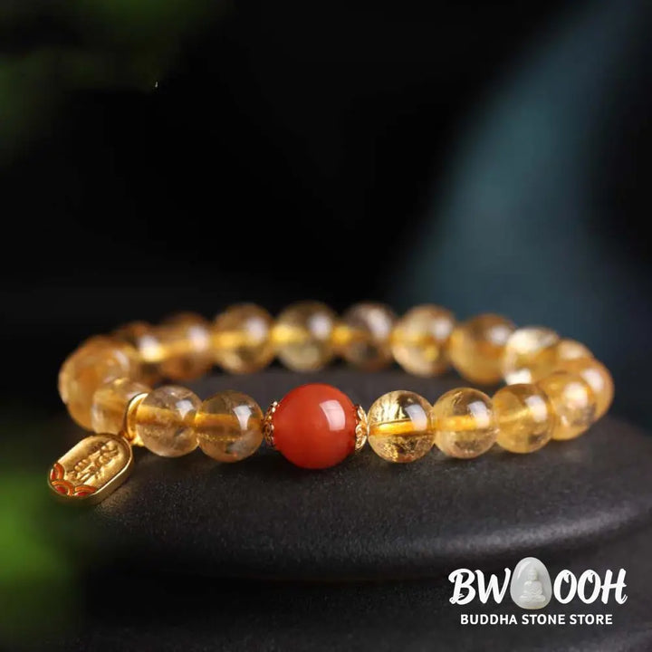 BWOOOH Citrine Red Agate Fortune Charm Bracelet - Citrine - Bracelet
