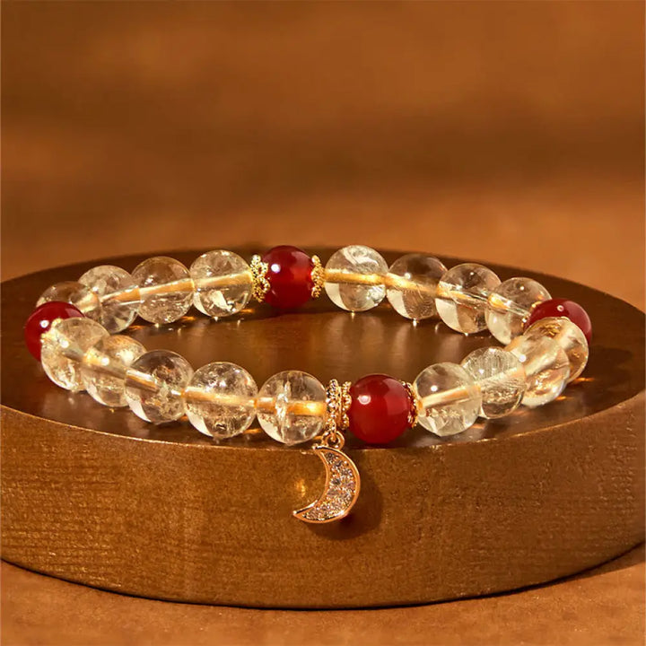 BWOOOH Citrine Red Agate Moon Prosperity Bracelet - BWOOOH - Citrine Red Agate (Wrist Circumference: 15-16cm)