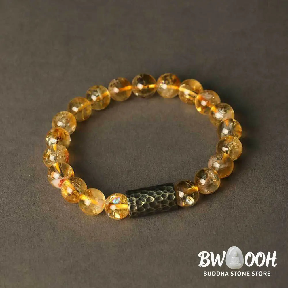 Buddha Stones Citrine Sandalwood Bodhi Seed Protection Double Wrap Bracelet - BWOOOH - Bracelet