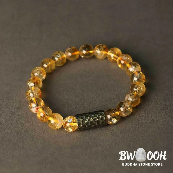 Buddha Stones Citrine Sandalwood Bodhi Seed Protection Double Wrap Bracelet - BWOOOH - Bracelet