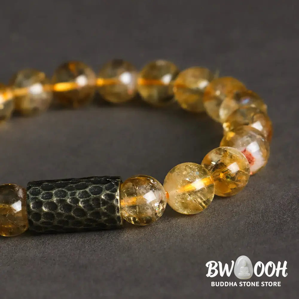 Buddha Stones Citrine Sandalwood Bodhi Seed Protection Double Wrap Bracelet - BWOOOH - Bracelet
