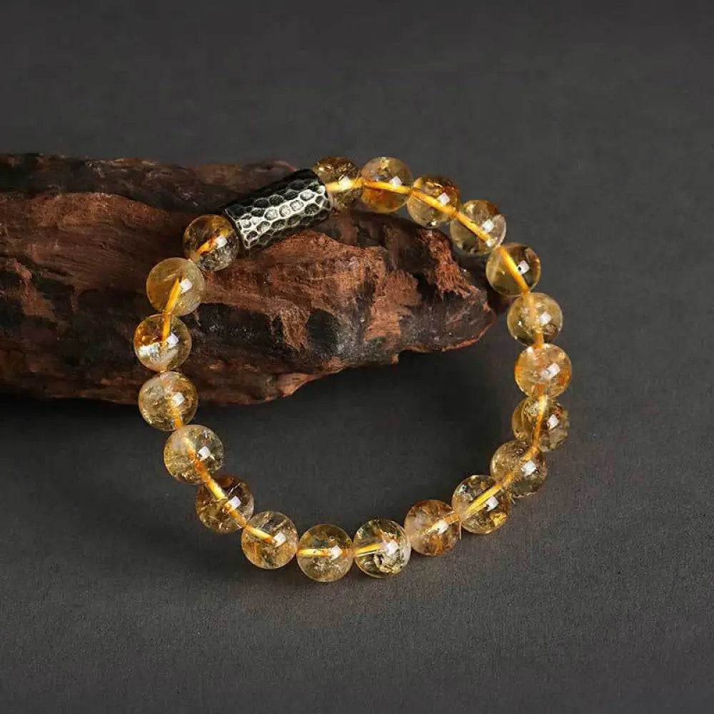 Buddha Stones Citrine Sandalwood Bodhi Seed Protection Double Wrap Bracelet - BWOOOH - Citrine (Wrist Circumference