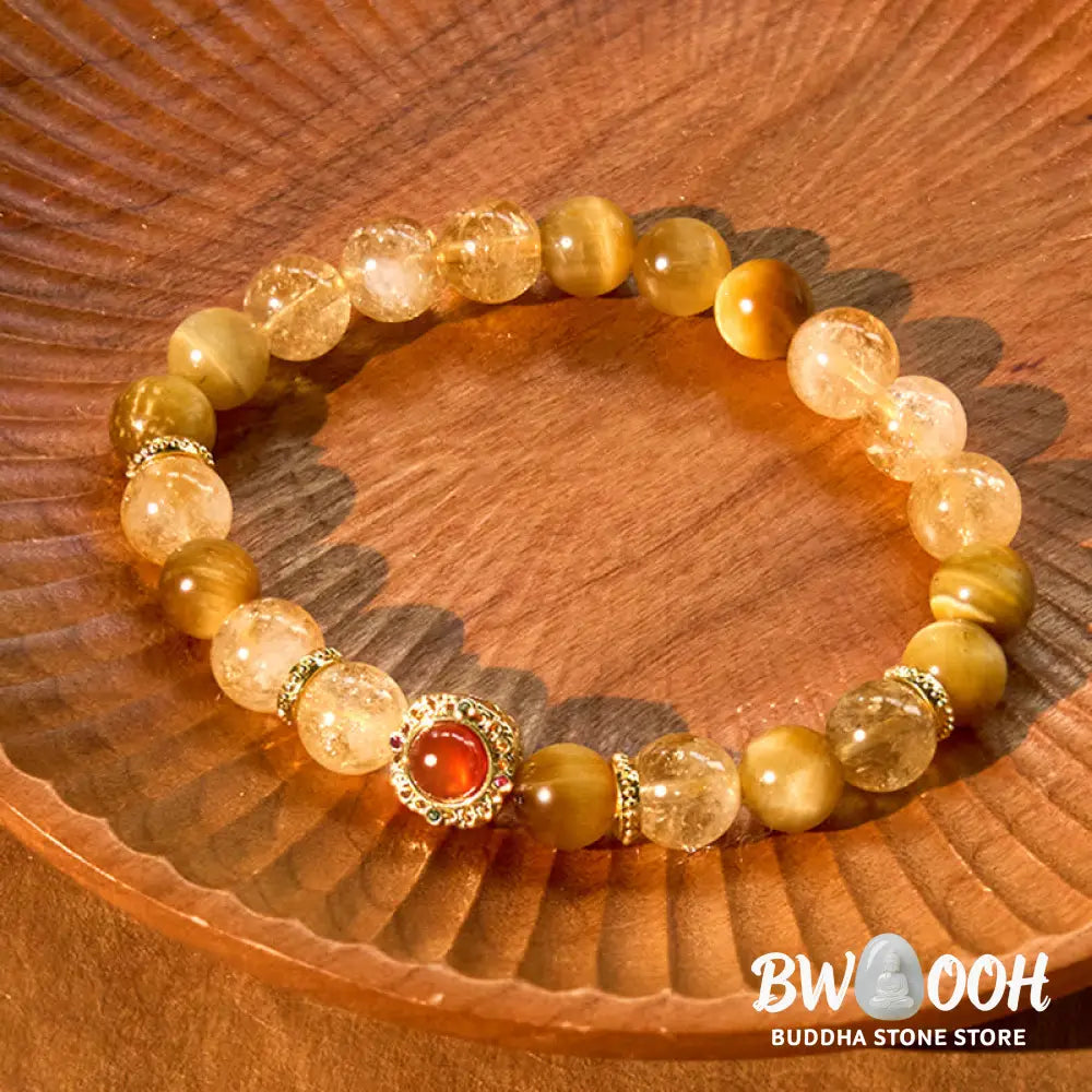 Buddha Stones Citrine Tiger Eye Red Agate Generosity Bracelet - BWOOOH - Tiger Eye Citrine(Wrist Circumference: