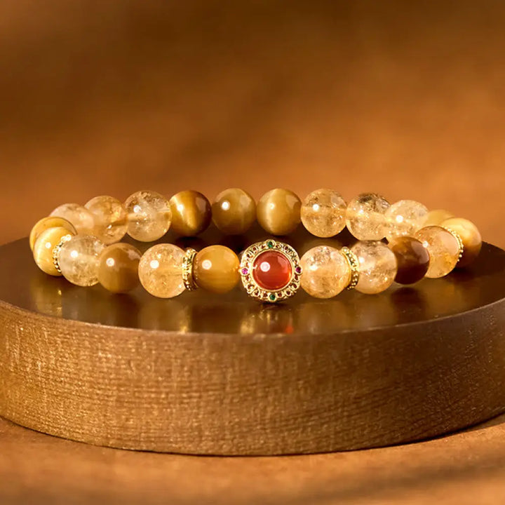 BWOOOH Citrine Tiger Eye Red Agate Generosity Bracelet - BWOOOH - Tiger Eye Citrine(Wrist Circumference: