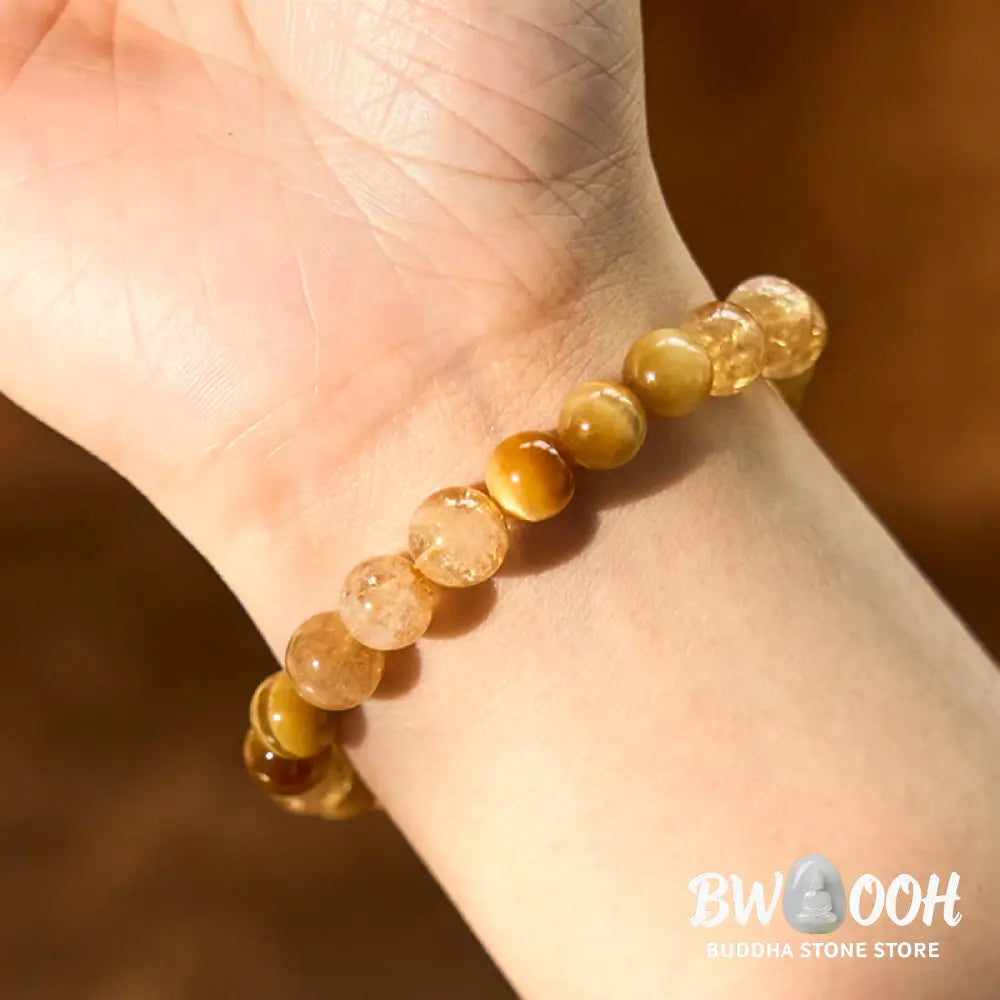 Buddha Stones Citrine Tiger Eye Red Agate Generosity Bracelet - BWOOOH - Tiger Eye Citrine(Wrist Circumference:
