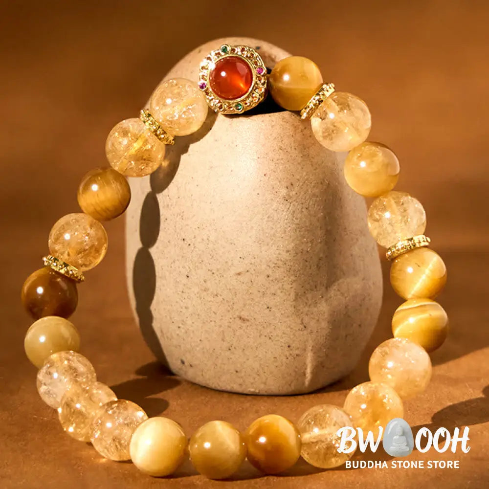 Buddha Stones Citrine Tiger Eye Red Agate Generosity Bracelet - BWOOOH - Tiger Eye Citrine(Wrist Circumference: