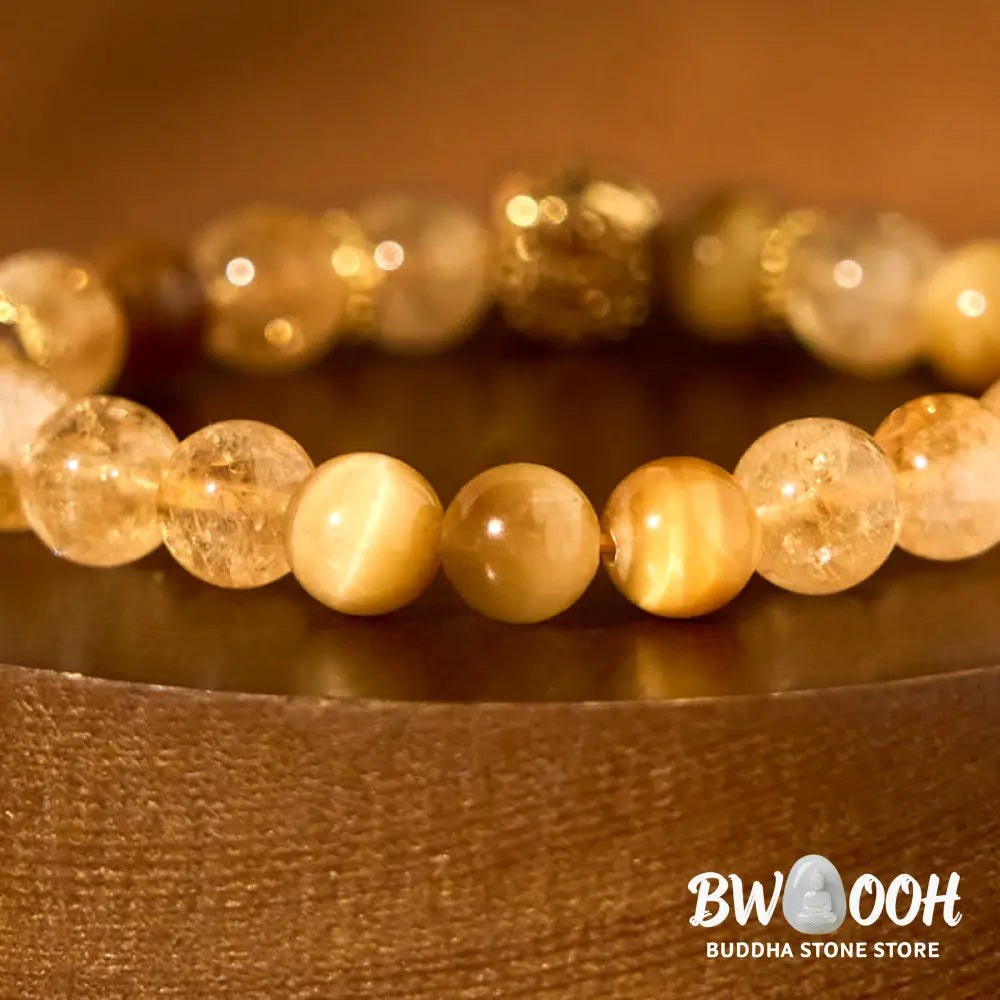 Buddha Stones Citrine Tiger Eye Red Agate Generosity Bracelet - BWOOOH - Tiger Eye Citrine(Wrist Circumference: