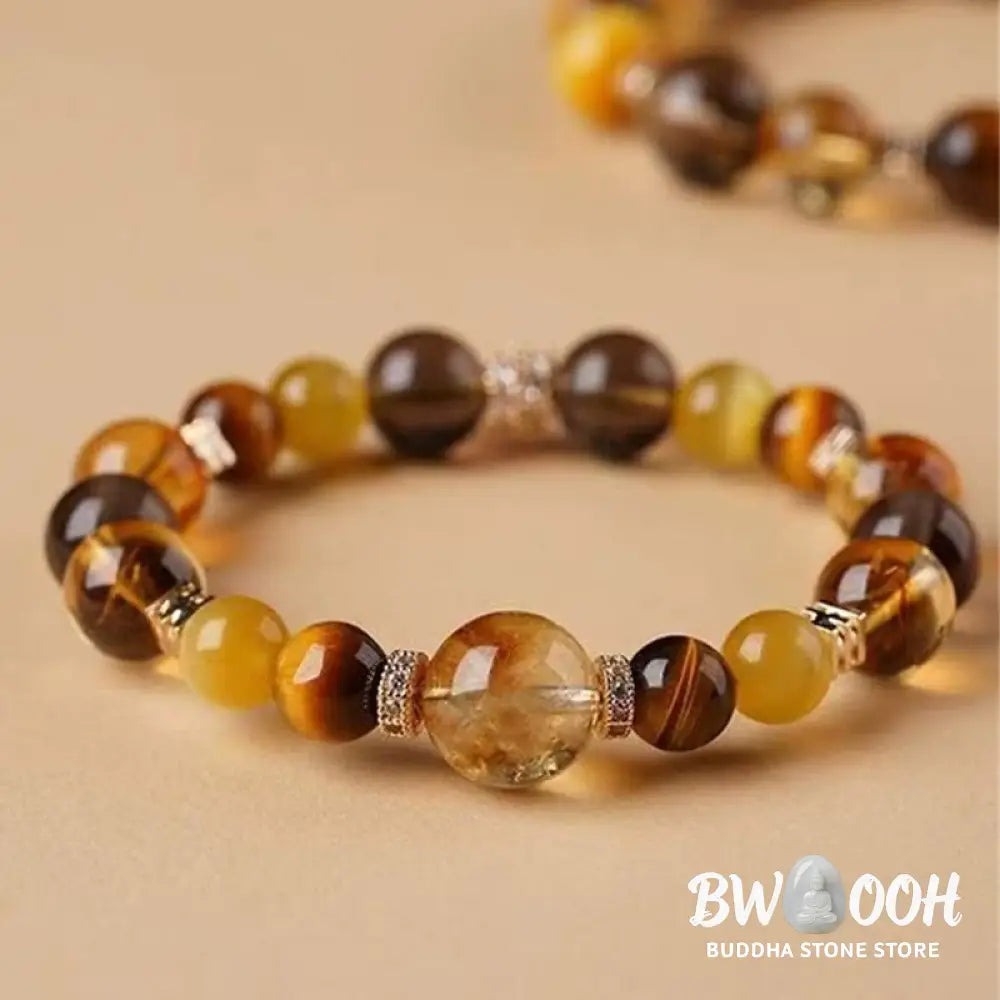 Buddha Stones Citrine Topaz Tiger Eye Happiness Bracelet - BWOOOH - Bracelet