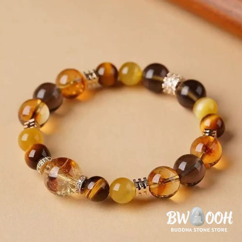 Buddha Stones Citrine Topaz Tiger Eye Happiness Bracelet - BWOOOH - Bracelet