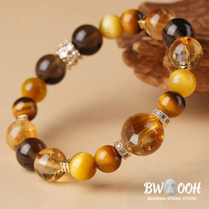 Buddha Stones Citrine Topaz Tiger Eye Happiness Bracelet - BWOOOH - Bracelet