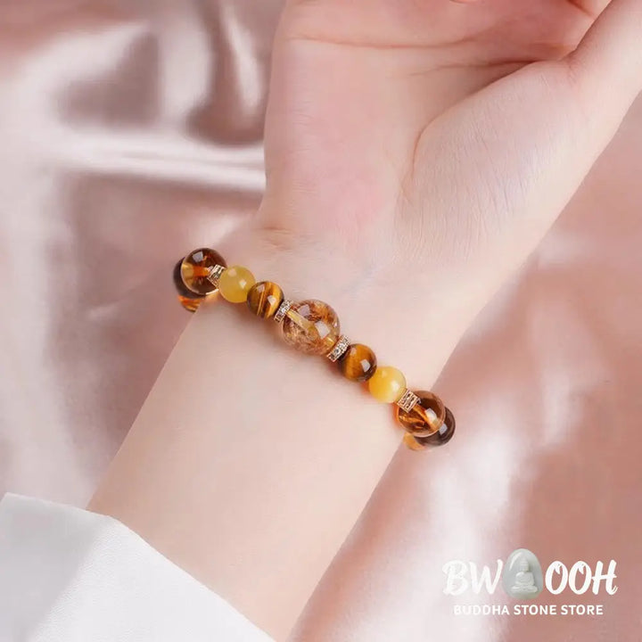 Buddha Stones Citrine Topaz Tiger Eye Happiness Bracelet - BWOOOH - Bracelet