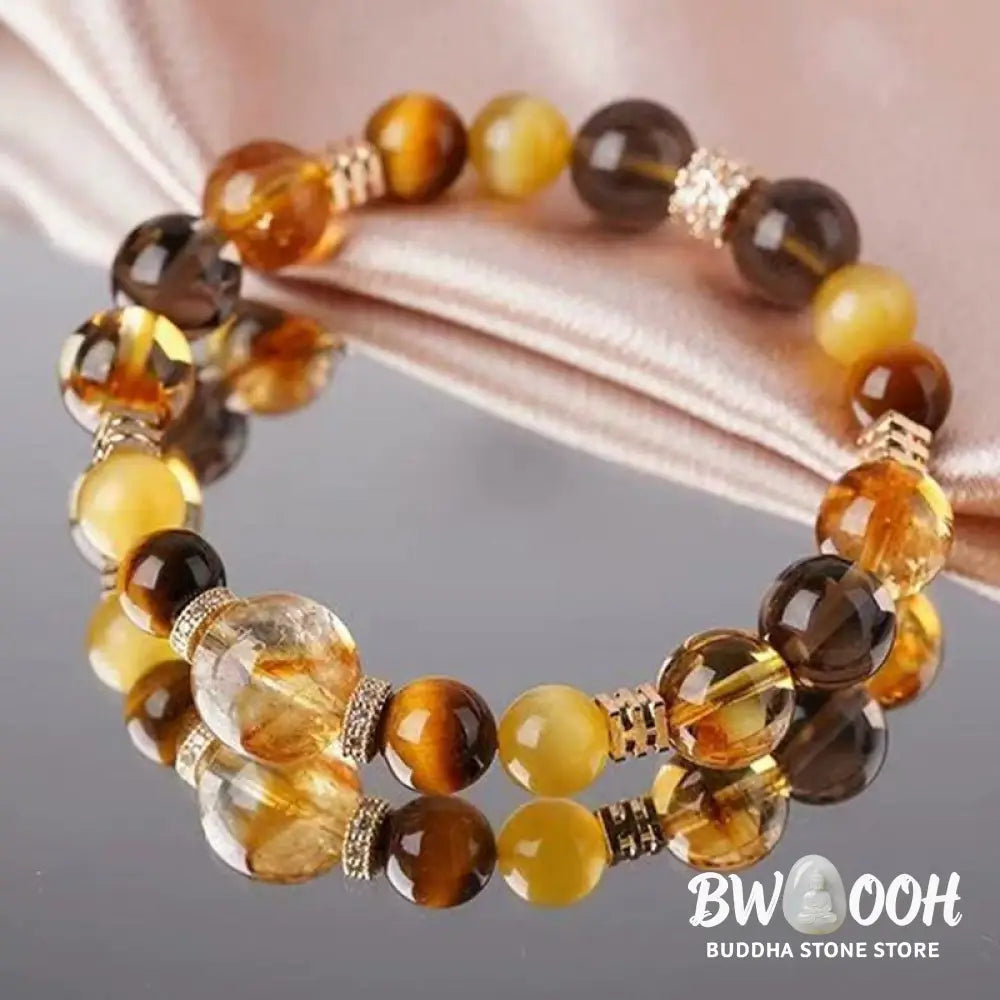 Buddha Stones Citrine Topaz Tiger Eye Happiness Bracelet - BWOOOH - Bracelet