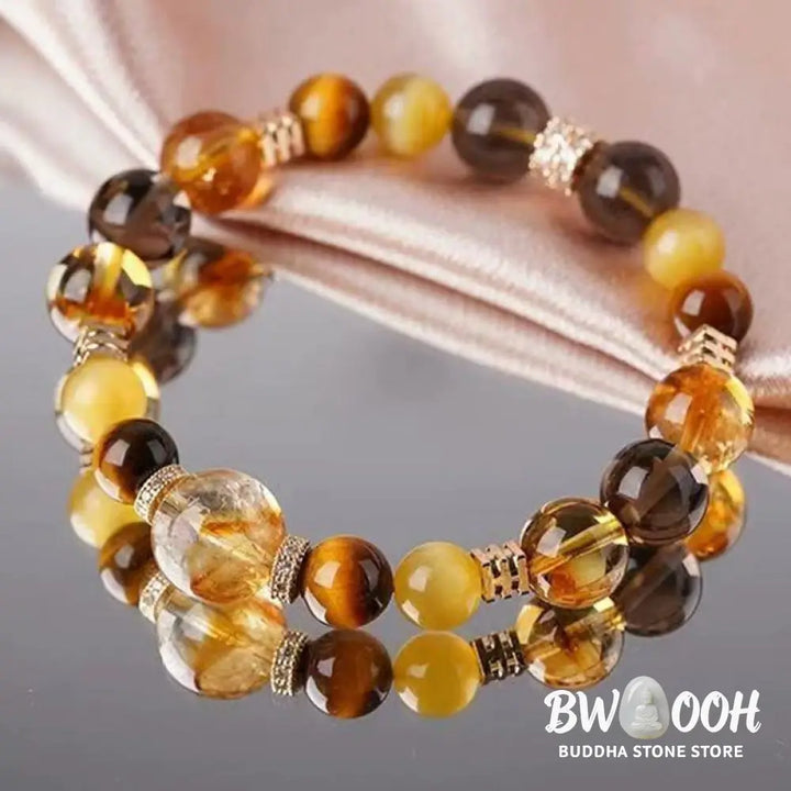 Buddha Stones Citrine Topaz Tiger Eye Happiness Bracelet - BWOOOH - Bracelet