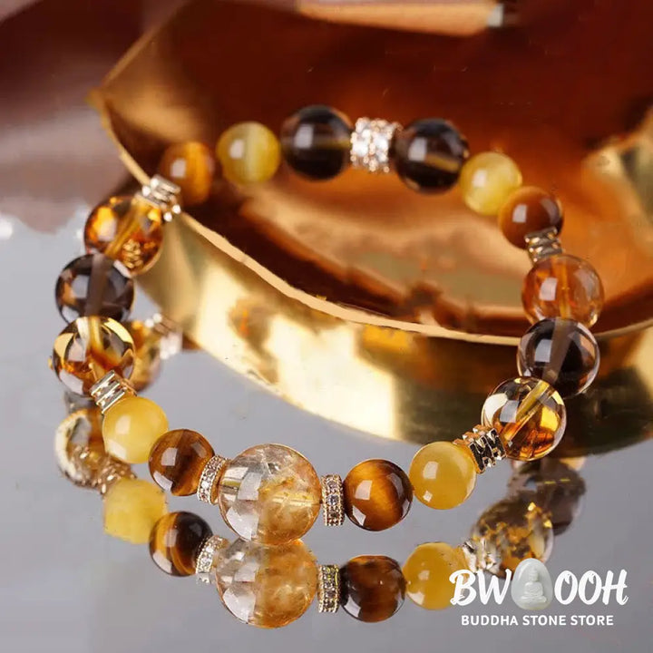 Buddha Stones Citrine Topaz Tiger Eye Happiness Bracelet - BWOOOH - Bracelet