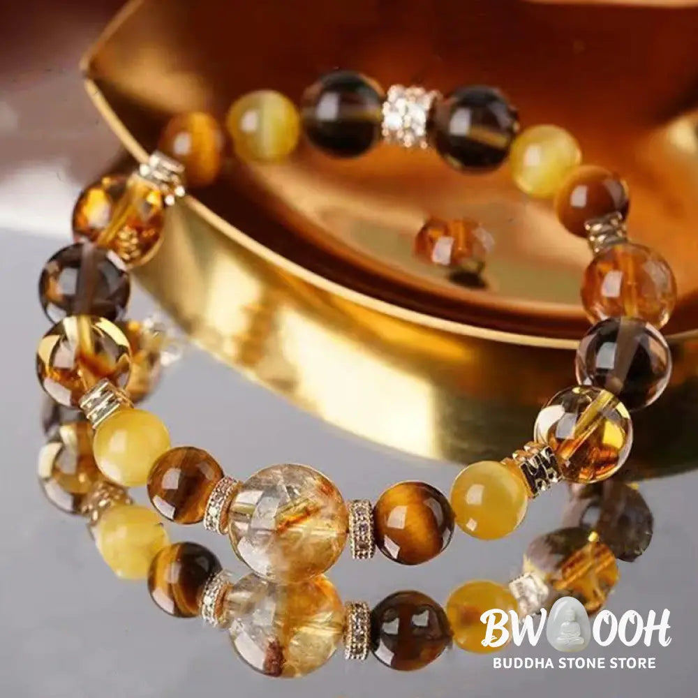 Buddha Stones Citrine Topaz Tiger Eye Happiness Bracelet - BWOOOH - Bracelet