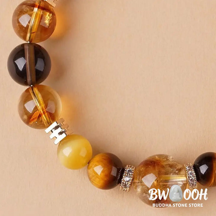 Buddha Stones Citrine Topaz Tiger Eye Happiness Bracelet - BWOOOH - Bracelet