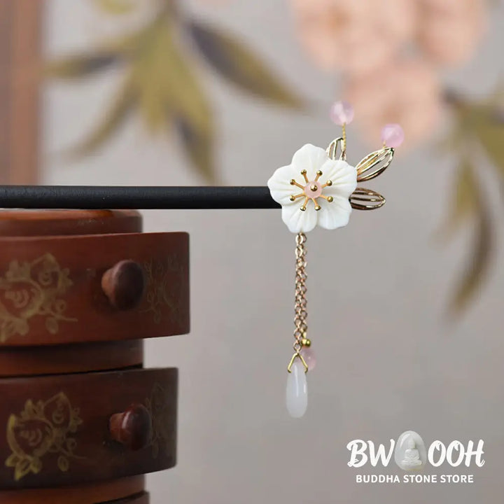 Buddha Stones Classical Chinese Style Bauhinia Tassel Wood Hairpin - Bauhinia Tassel Hairpin - Hairpin