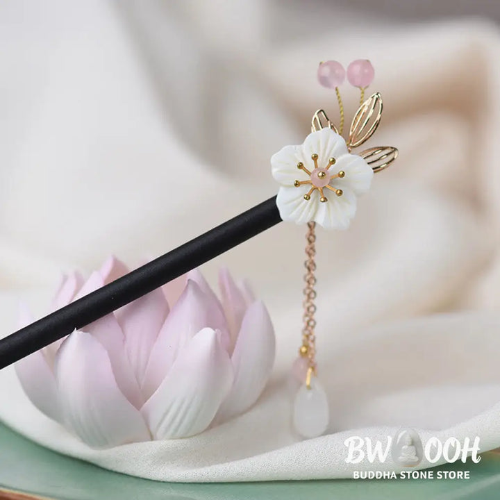 Buddha Stones Classical Chinese Style Bauhinia Tassel Wood Hairpin - Bauhinia Tassel Hairpin - Hairpin