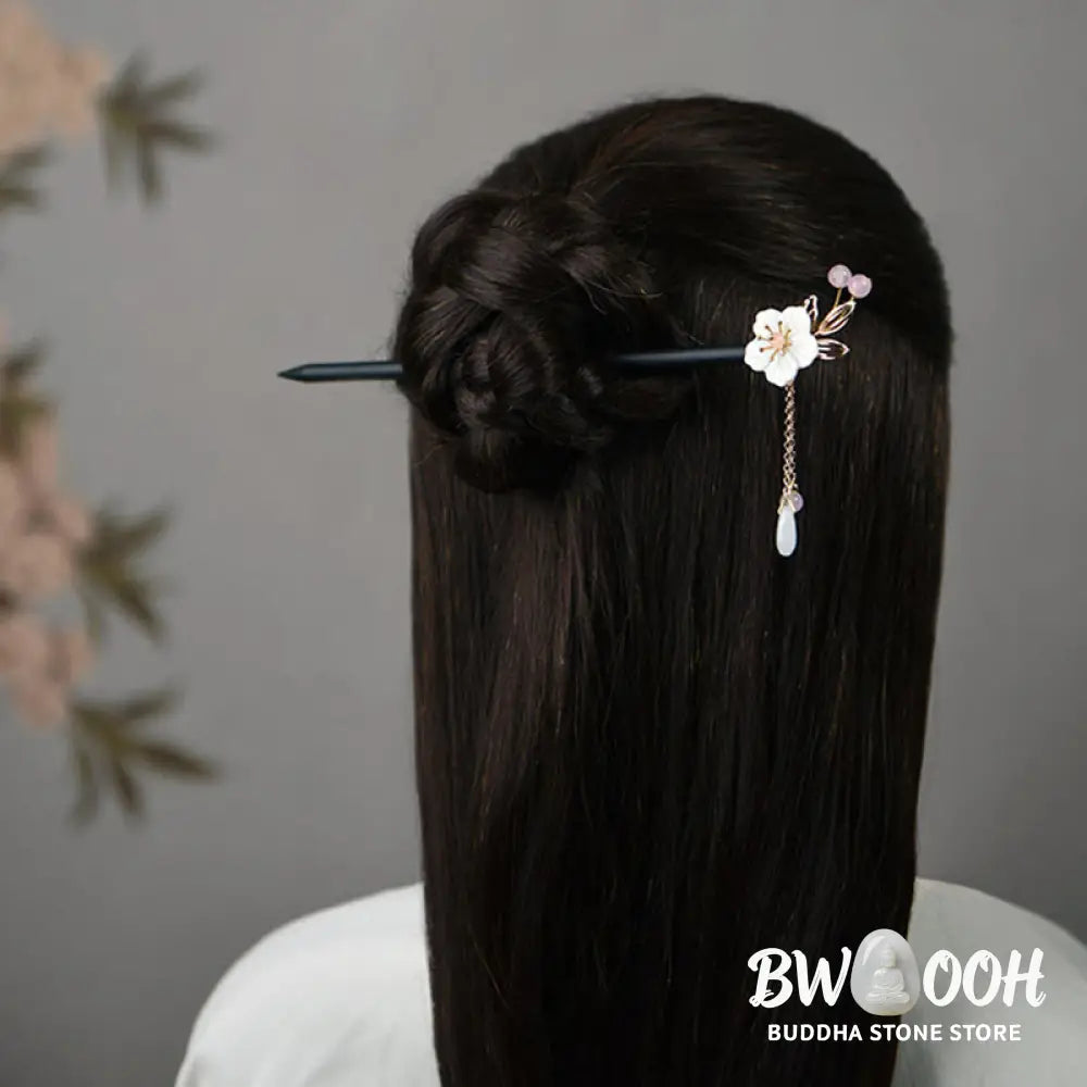 Buddha Stones Classical Chinese Style Bauhinia Tassel Wood Hairpin - Bauhinia Tassel Hairpin - Hairpin
