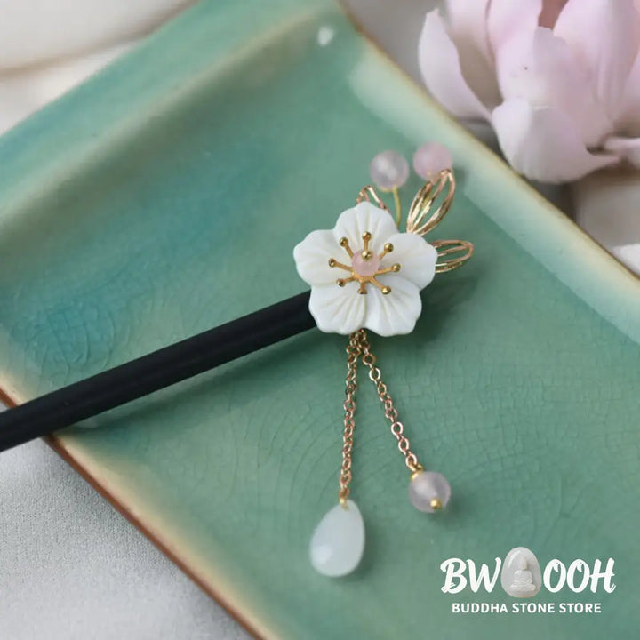 Buddha Stones Classical Chinese Style Bauhinia Tassel Wood Hairpin - Bauhinia Tassel Hairpin - Hairpin