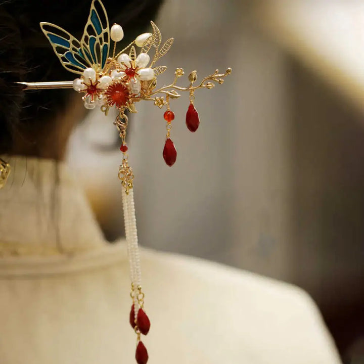 BWOOOH Classical Chinese Style Flower Branche Butterfly P