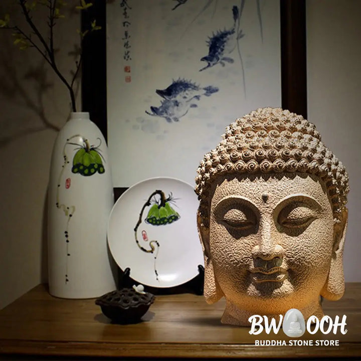 BWOOOH resin Buddha statue - Closed Eyes Meditating Buddha Head 