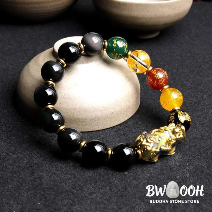 Buddha Stones Color-Changing Pixiu Obsidian Wealth Bracelet - BWOOOH - Bracelet