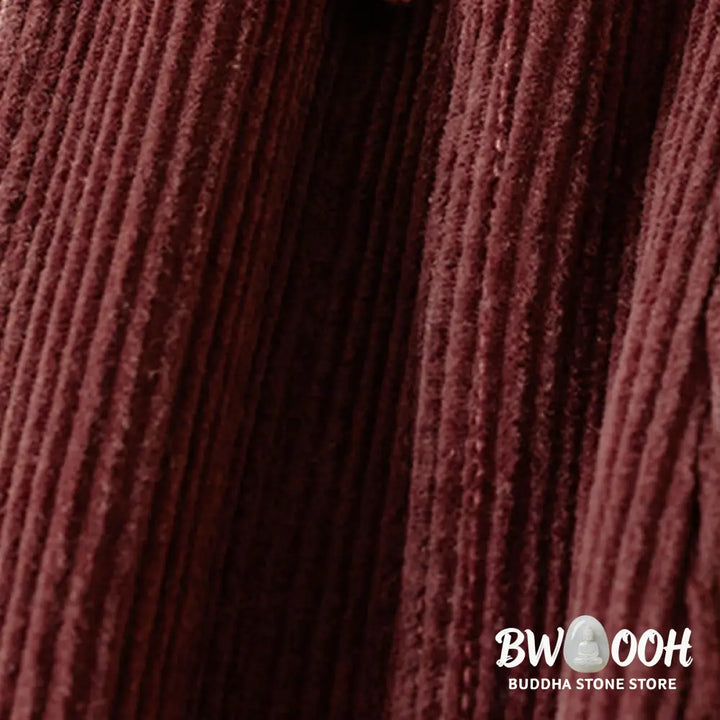 Buddha Stones Color Contrast Corduroy Cotton Women&