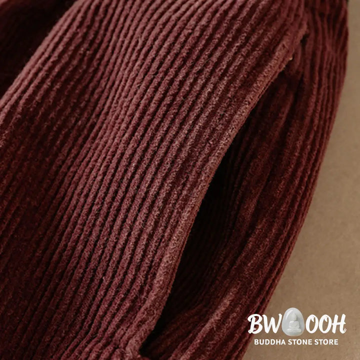 Buddha Stones Color Contrast Corduroy Cotton Women&