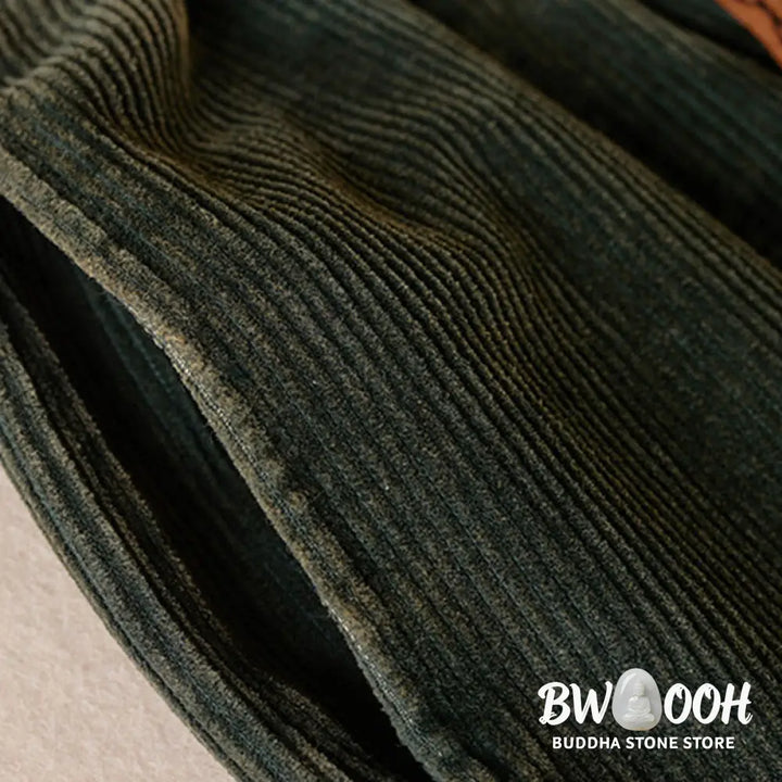 Buddha Stones Color Contrast Corduroy Cotton Women&
