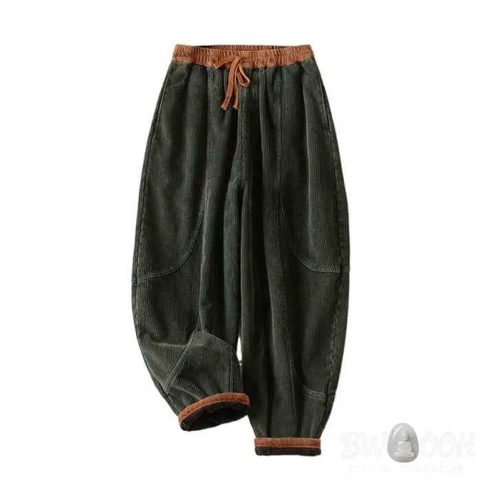 Buddha Stones Color Contrast Corduroy Cotton Women&