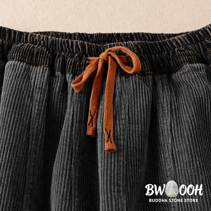 Buddha Stones Color Contrast Corduroy Cotton Women&