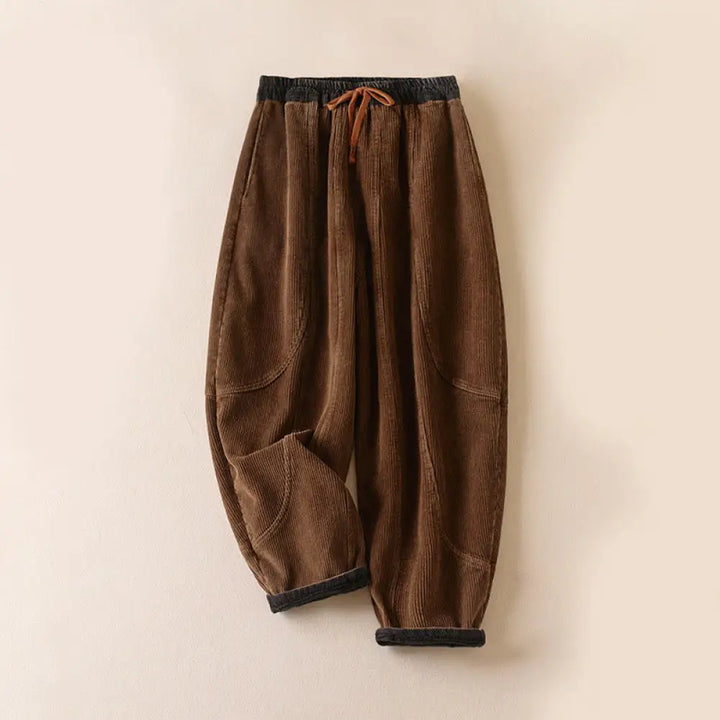 Buddha Stones Color Contrast Corduroy Cotton Women&
