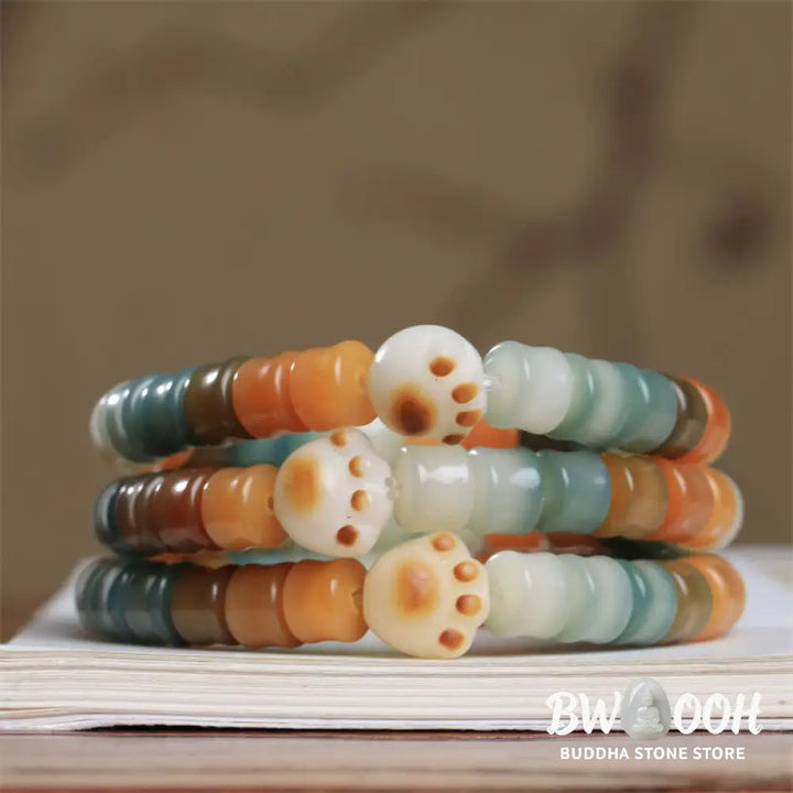 Buddha Stones Colorful Bodhi Seed Cat Paw Wisdom Bracelet - BWOOOH - Bodhi Seed(Auspiciousness♥Luck) - Bracelet