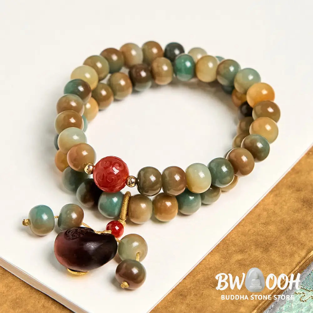 Buddha Stones Colorful Bodhi Seed Harmony Double Wrap Bracelet - BWOOOH - Bracelet