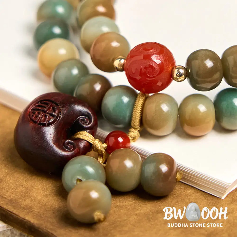 Buddha Stones Colorful Bodhi Seed Harmony Double Wrap Bracelet - BWOOOH - Bracelet